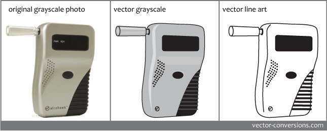 Vector convesion sample black and white grayscale vs black and white lineart