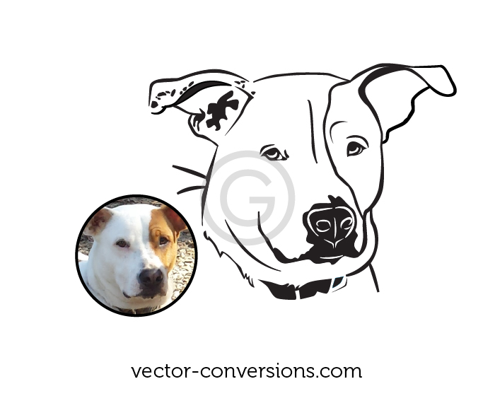 Line art drawing of a dog, in vector format for sandblasted engraving