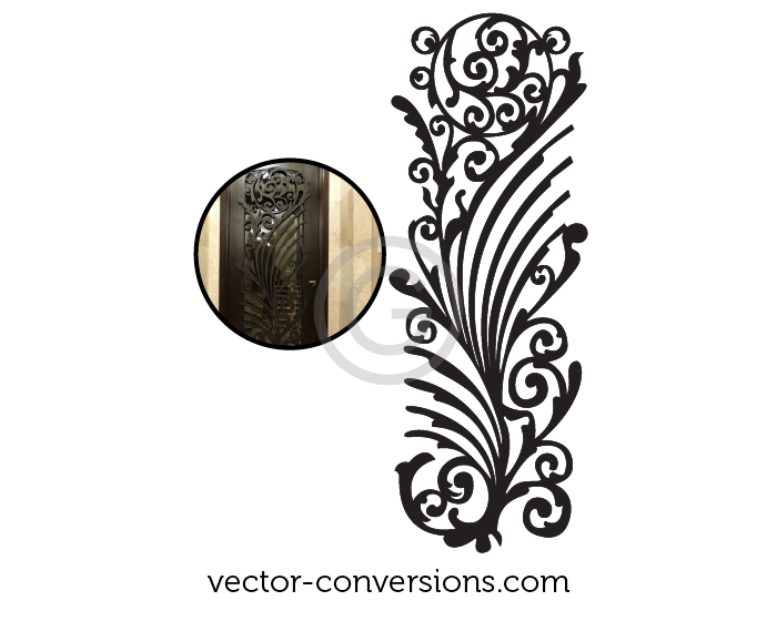 Drawing of metalworks for a home front door