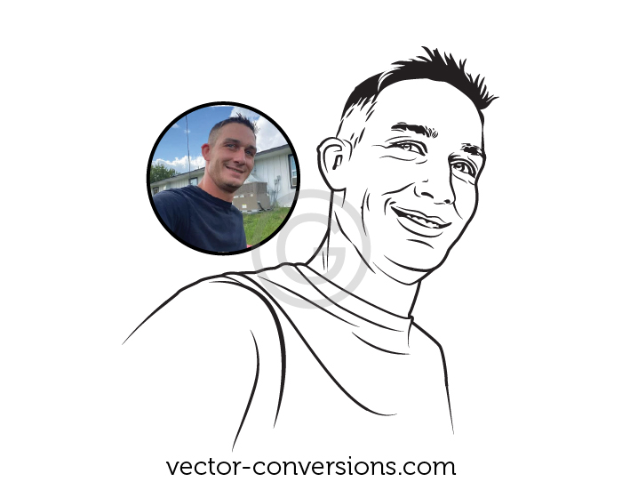 Photo-to-vector conversion drawing of a mans face