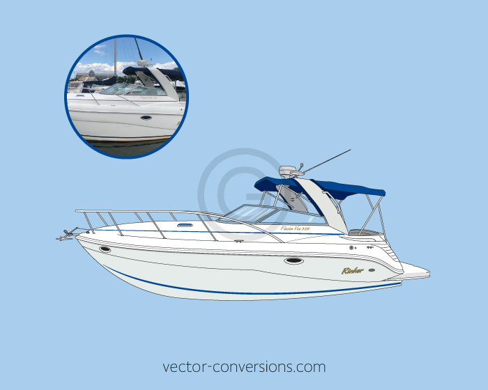 custom vector drawing of a rinker boat