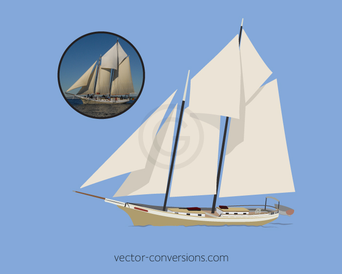 color vector drawing of a sailboat