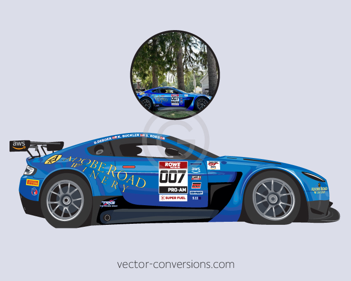 vector drawing of an Aston Martin race car