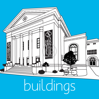 Vector graphics of buildings made from photos