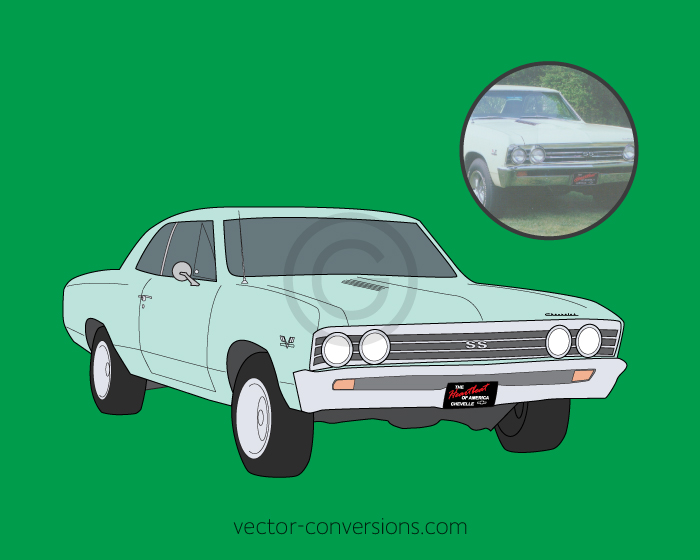 Drawing in vector format of a chevrolet car
