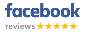 Facebook logo with 5 star reviews