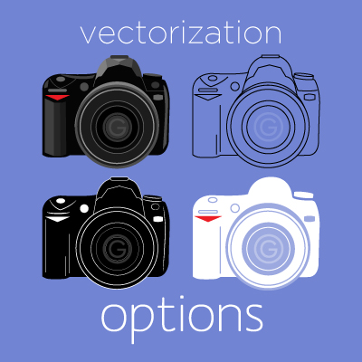 Vectorization options, such as black-only, color, or line-art