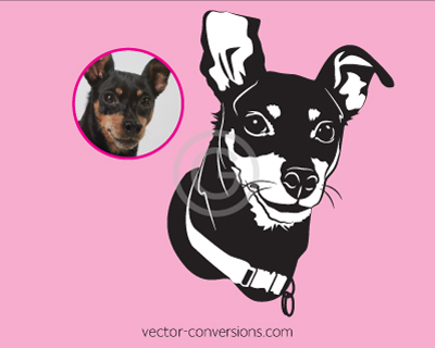 Vector Conversion in black and white or little dog