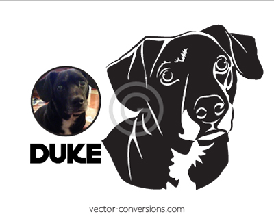 Vector Conversion Black and white Line Art drawing of dog
