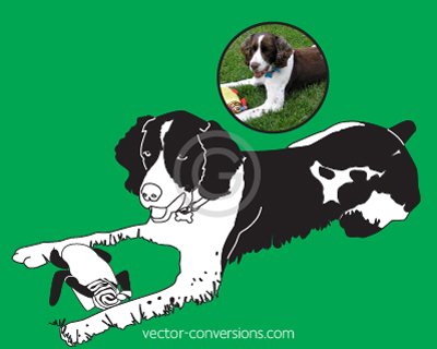 Vector Conversion Line Art drawing of dog for engraving