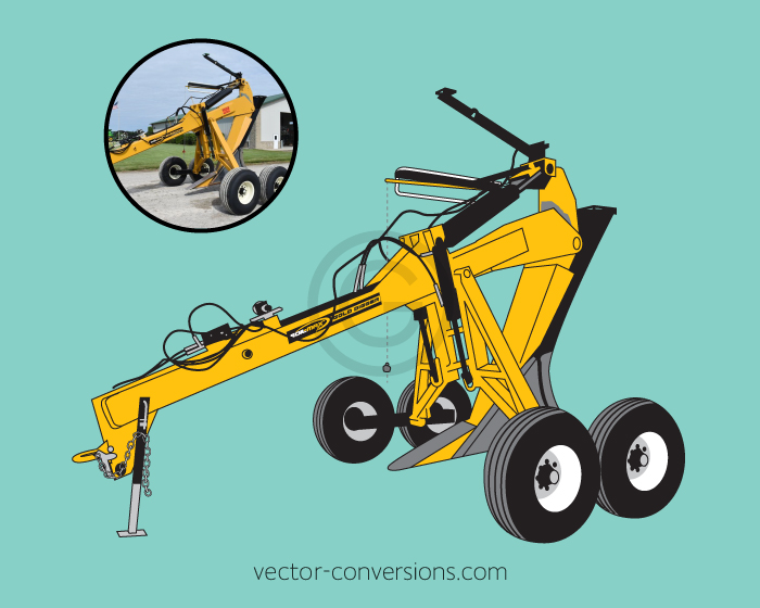 vector drawing of a drainage plow tractor