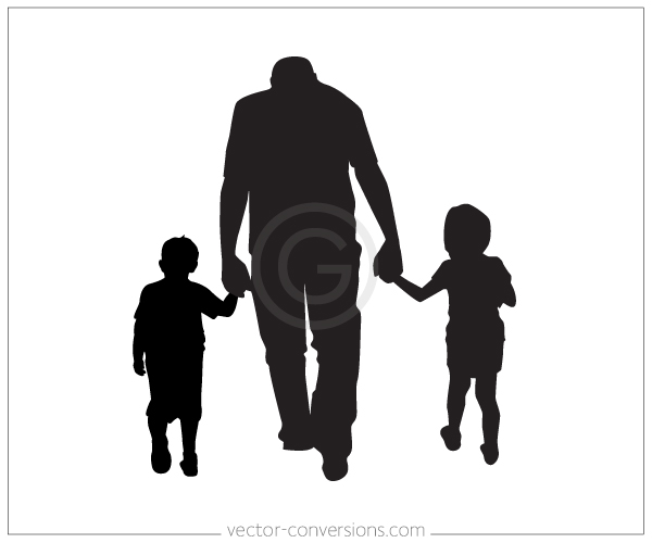 vector drawing of a family silhouette style