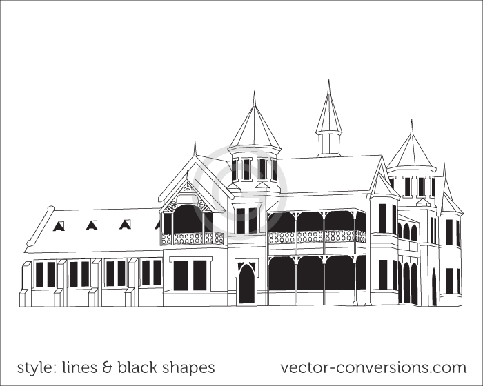 vector drawing made with lines and black shapes