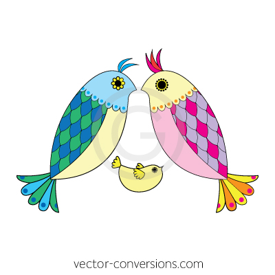 Vector bird line-art drawing illustration clipart