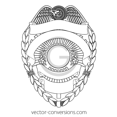 Vector police badge clipart lineart drawing illustration